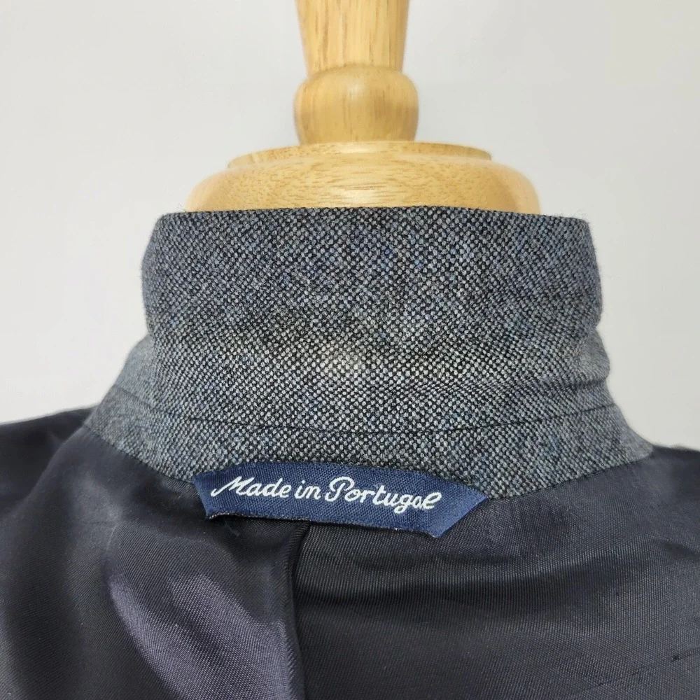 Paul Fredrick Men's Sport Coat Blazer Two Button Navy Wool‎ Flannel Size 50L